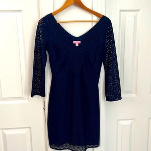 Lilly Pulitzer navy crochet dress. Size XS Excellent condition!